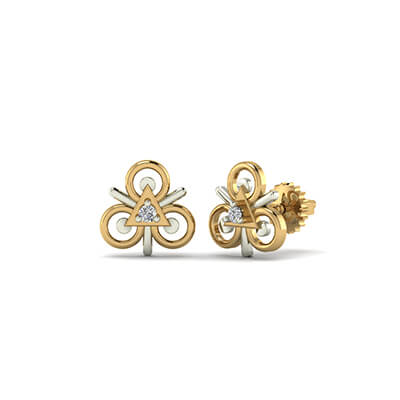 Yellow Gold and Diamond Stud Earrings for Women