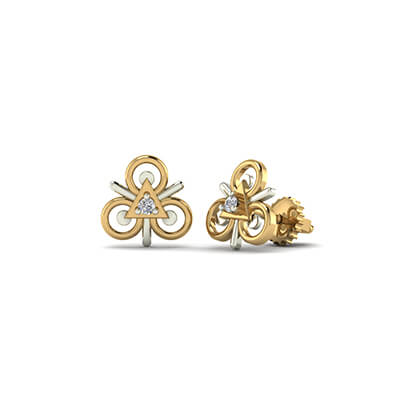 Yellow Gold and Diamond Stud Earrings for Women