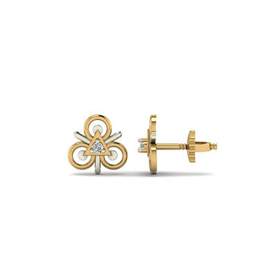 Yellow Gold and Diamond Stud Earrings for Women