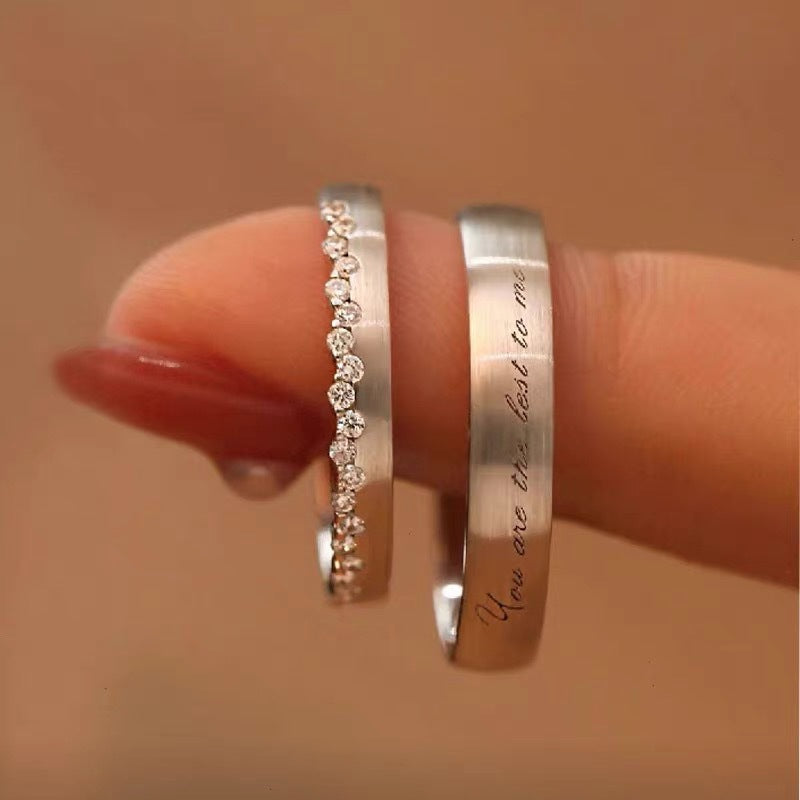 Timeless Text 925 Adjustable Sterling Silver Couple Rings