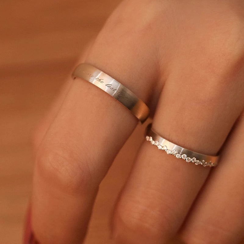 Timeless Text 925 Adjustable Sterling Silver Couple Rings