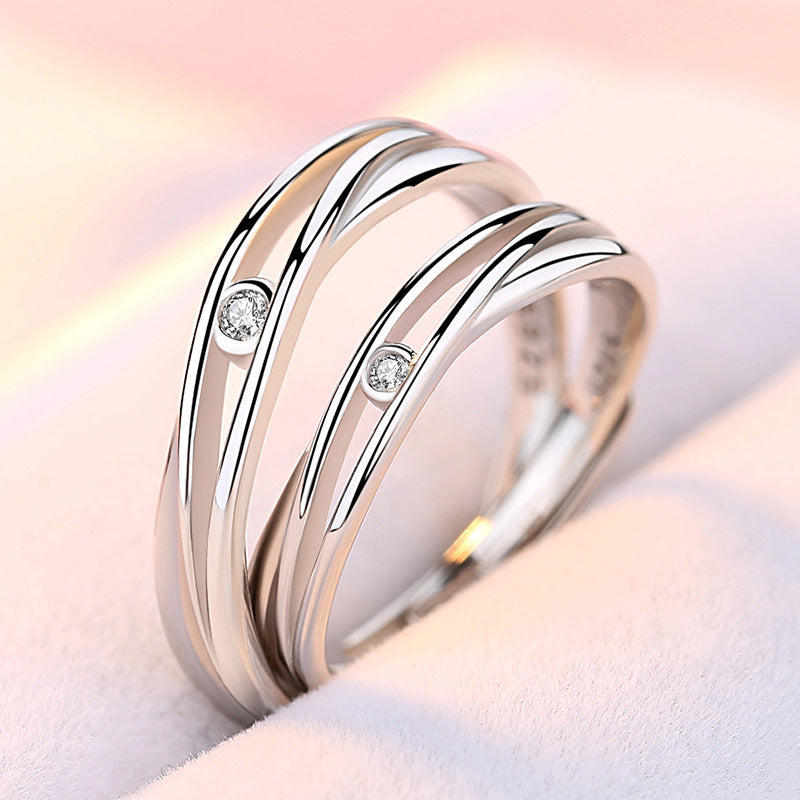 Soulmate Stone 925 Adjustable Sterling Silver Couple Rings