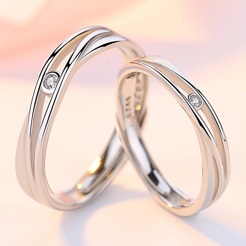 Soulmate Stone 925 Adjustable Sterling Silver Couple Rings