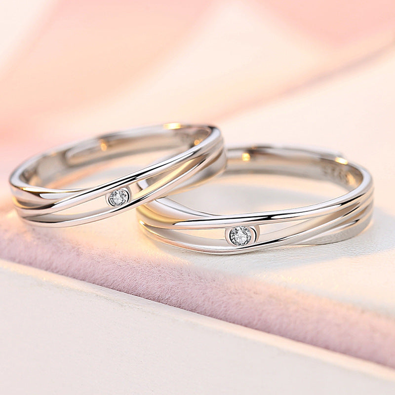Soulmate Stone 925 Adjustable Sterling Silver Couple Rings