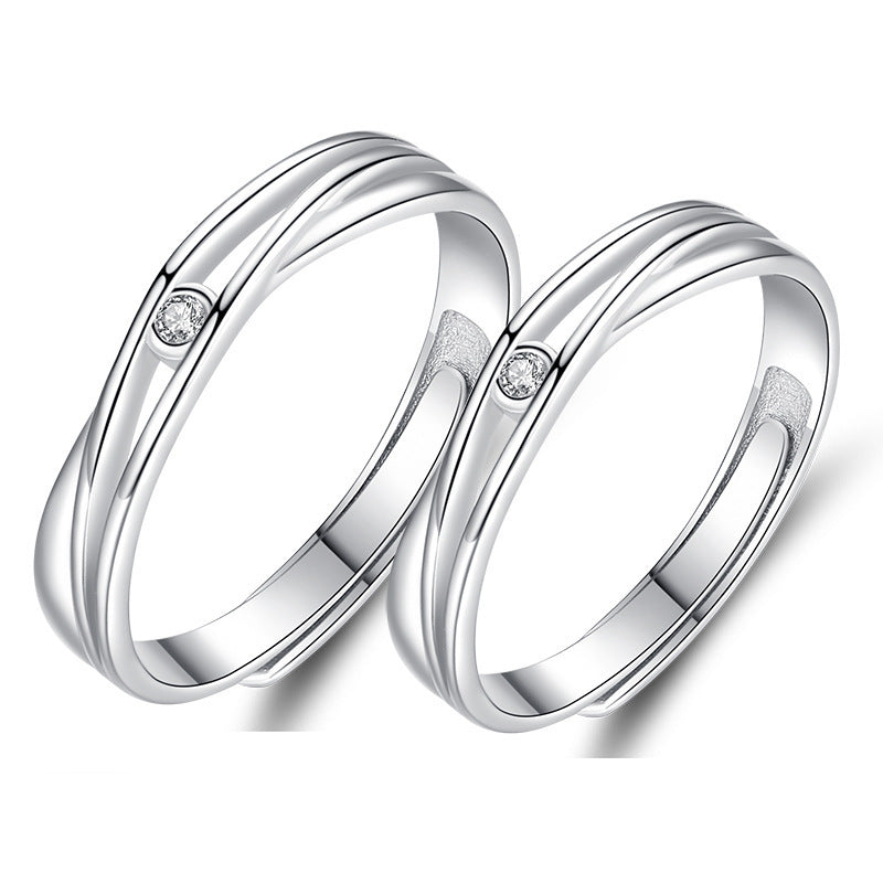 Soulmate Stone 925 Adjustable Sterling Silver Couple Rings