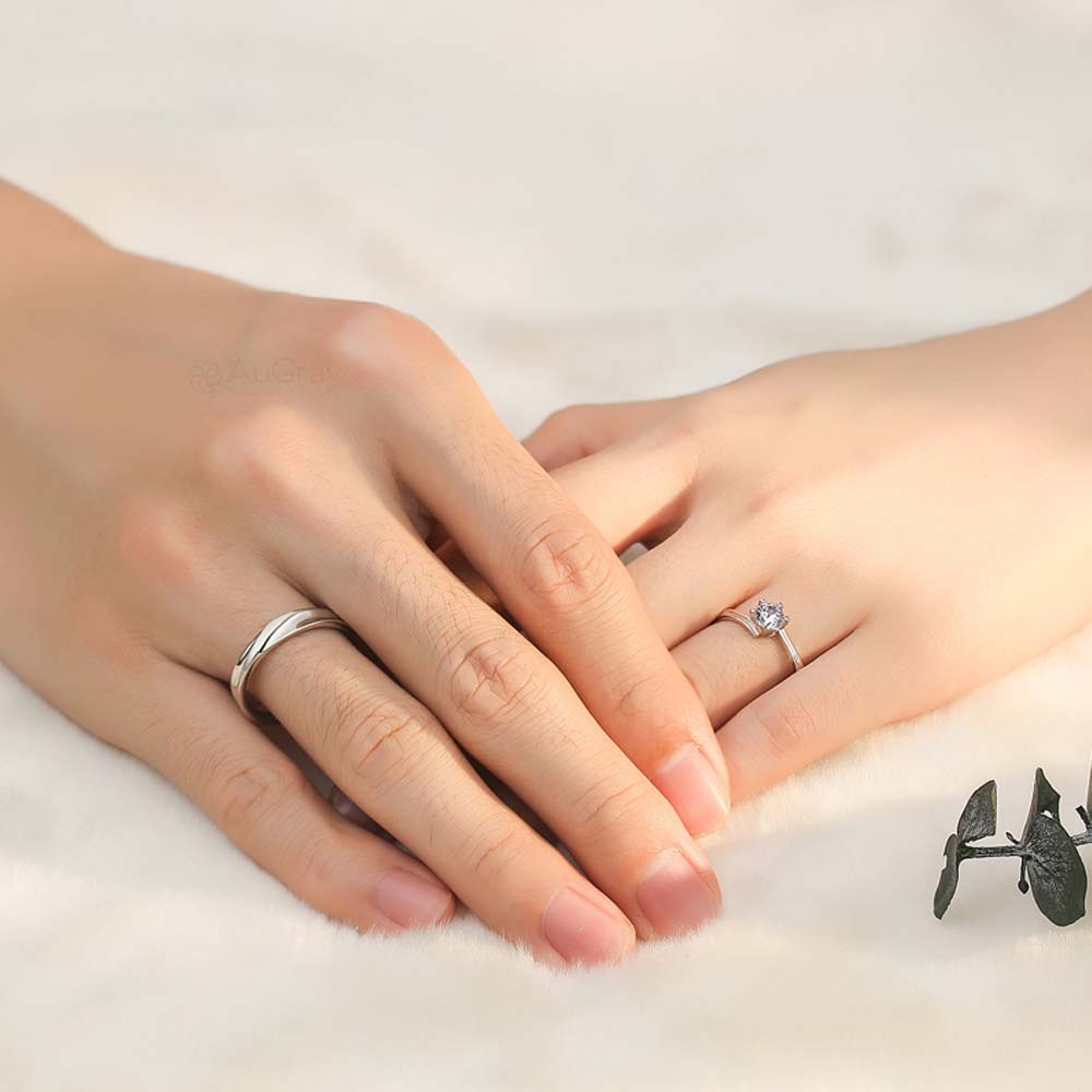 Whispering Stones Adjustable 925 Sterling Silvr Couple Rings