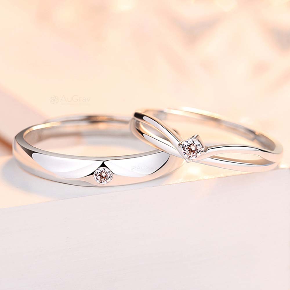 Silver Serenity Adjustable 925 Sterling Silver Couple Rings