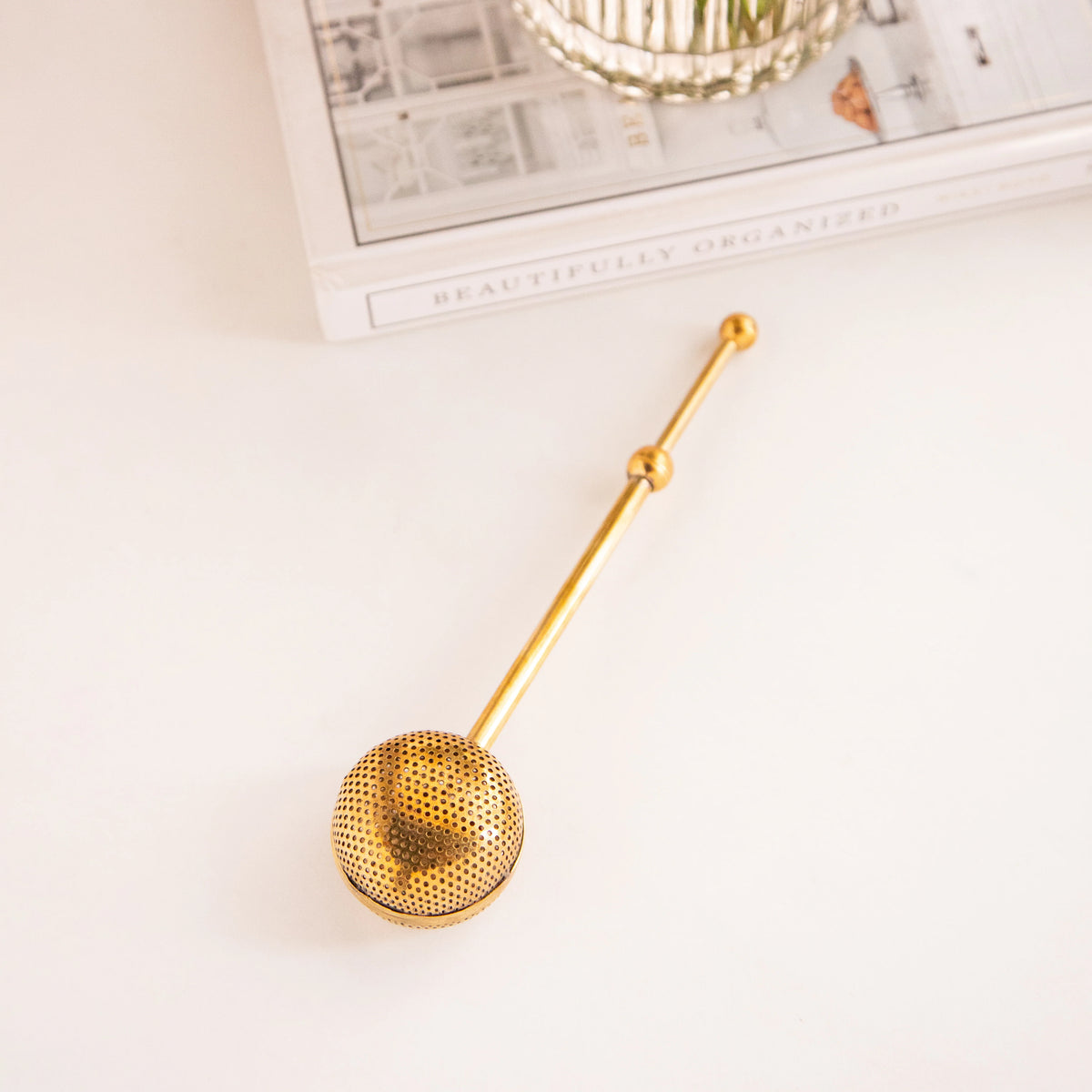 Ball Shaped Brass Infuser with Push handle