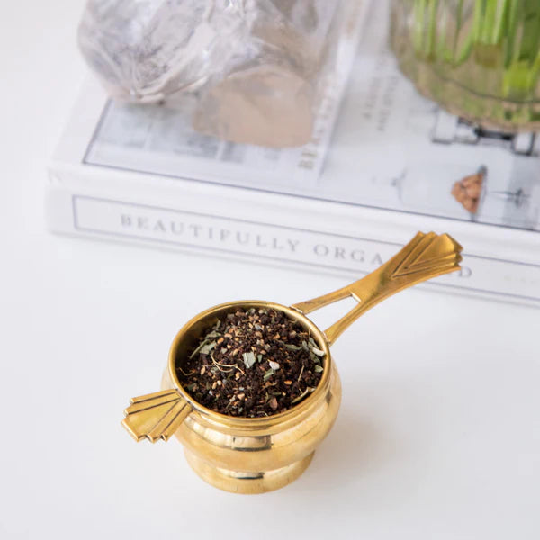Vintage Brass Tea Strainer with long handle ( 5 cms base diameter)