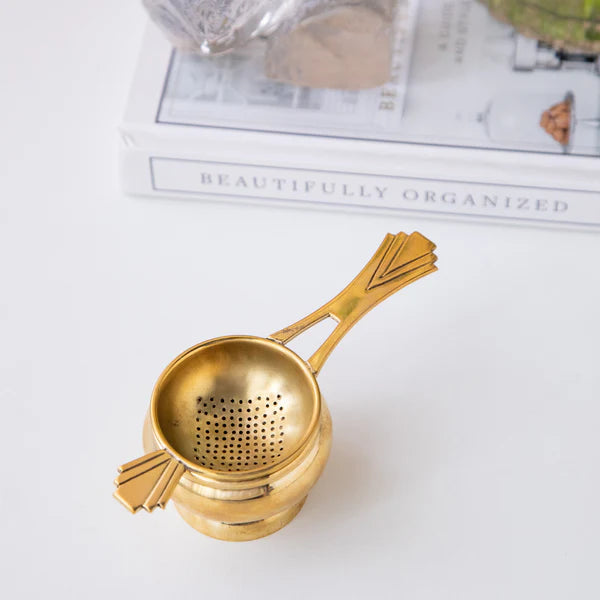 Vintage Brass Tea Strainer with long handle ( 5 cms base diameter)