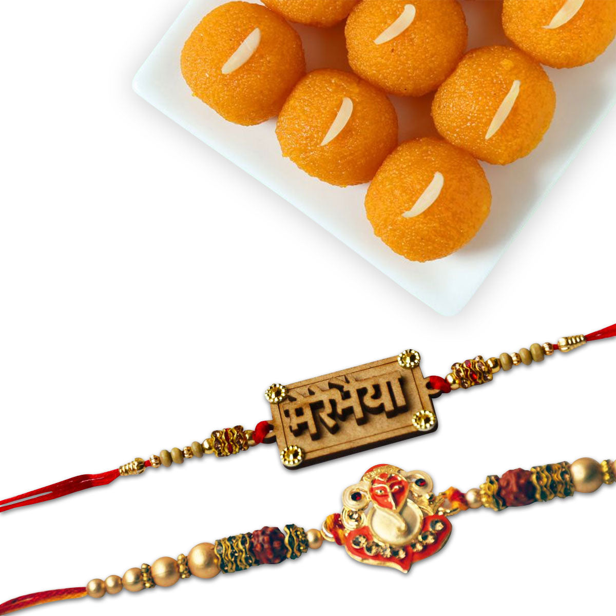 Stylish Rakhi Set With Delicious Sweet Combo