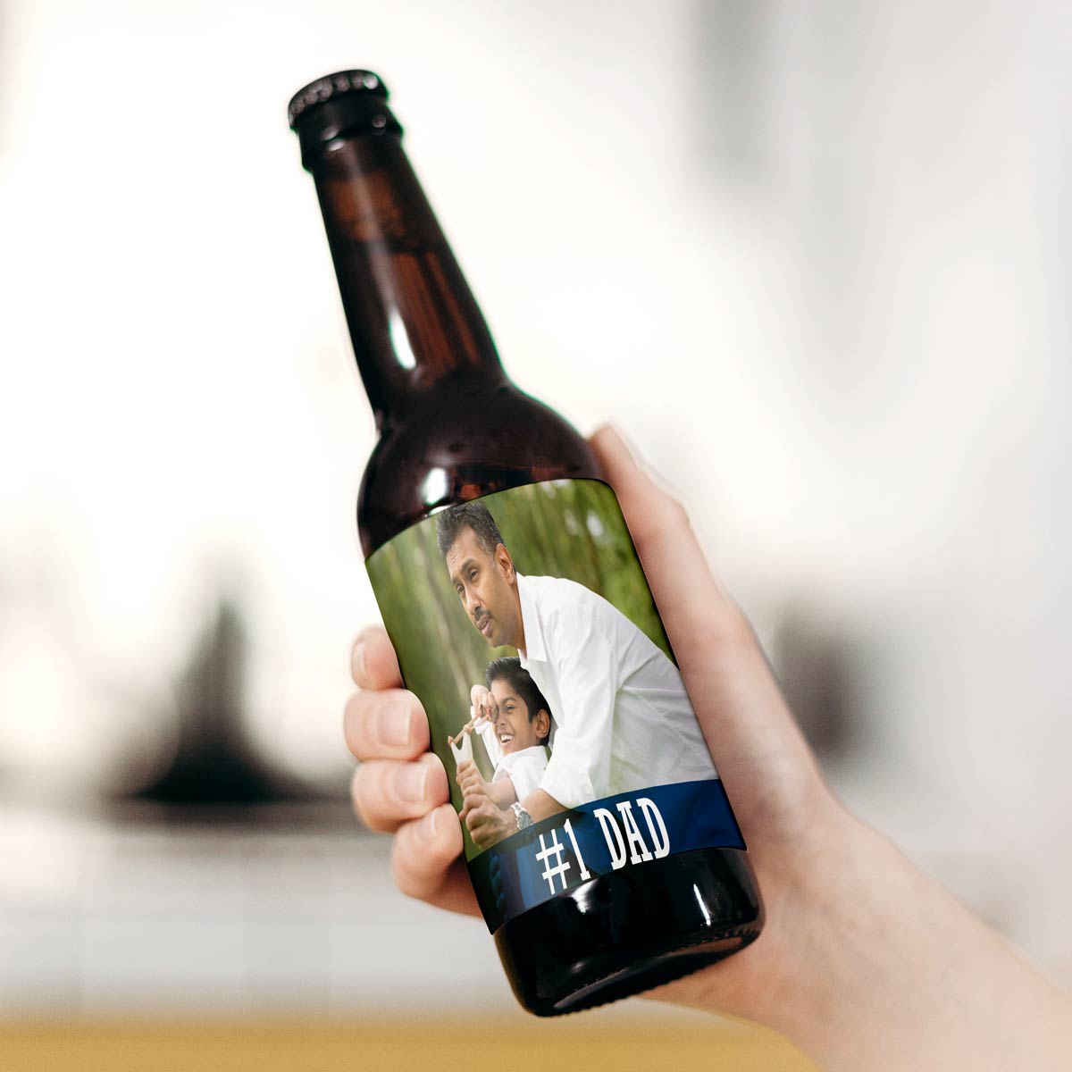 Customized #1 Dad Baby Beer Label Gift For Dad - Set of 6