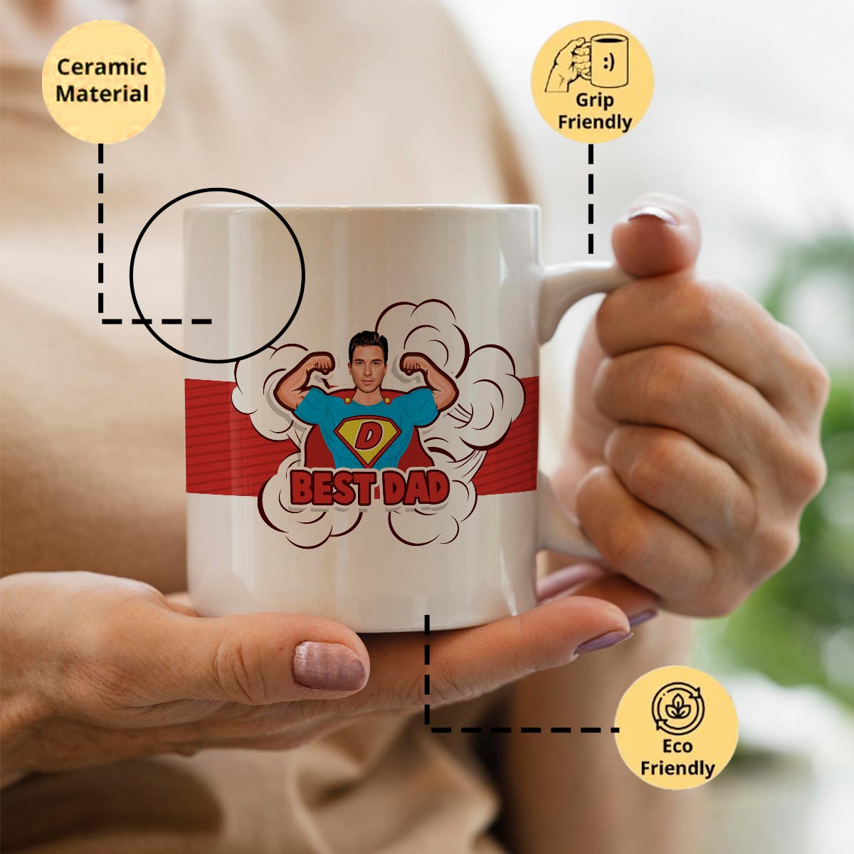 Personalized Super Hero Best Dad Coffee Mug Gift For Father's Day 3