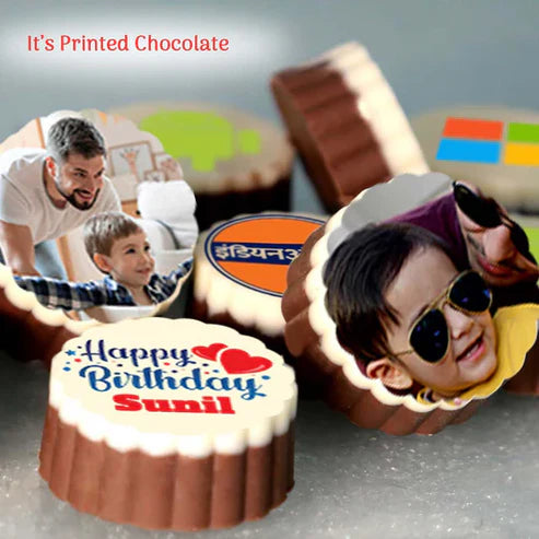 Pretty Wooden Box Photo Printed Chocolates For Lovely Brother