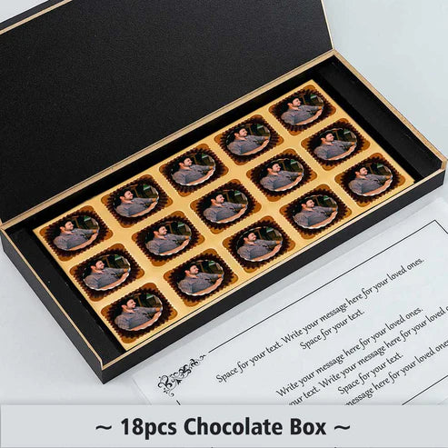 Pretty Wooden Box Photo Printed Chocolates For Lovely Brother