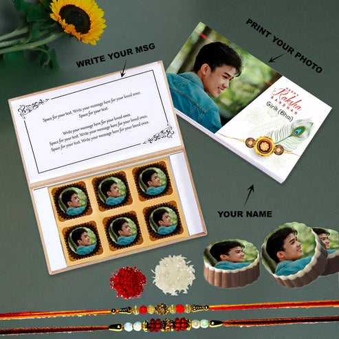 Wonderful Brother Personalised Rakhi Gift Peacock Feather Designed Box