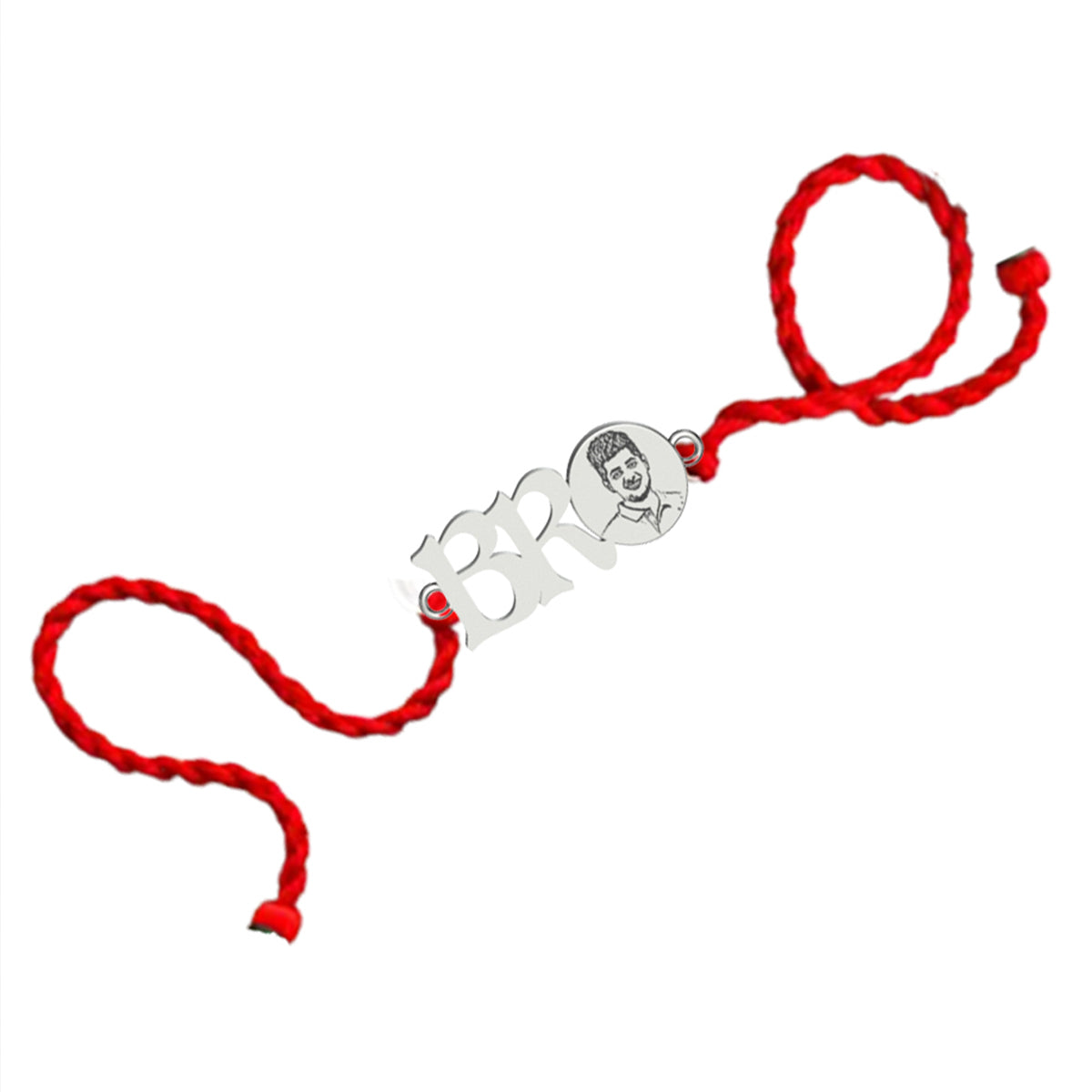 Photo Engraved Silver Rakhi-1