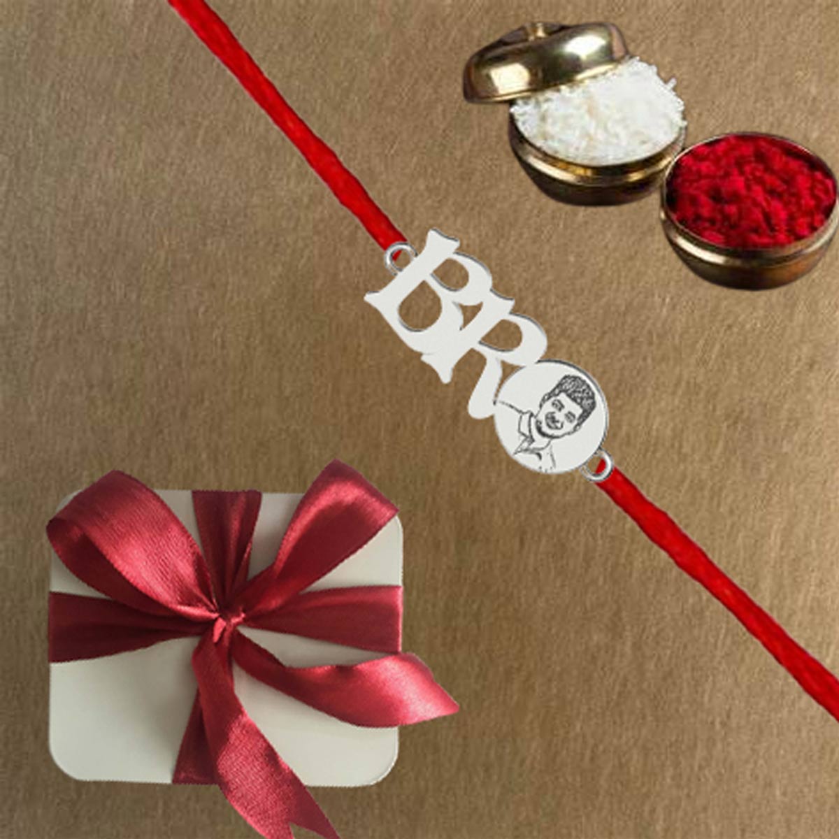 Photo Engraved Silver Rakhi-3