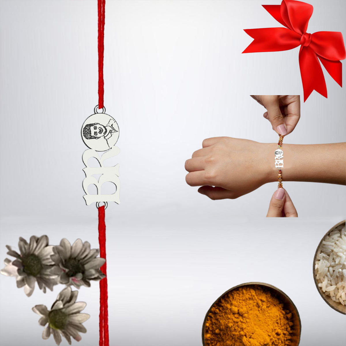 Photo Engraved Silver Rakhi-2
