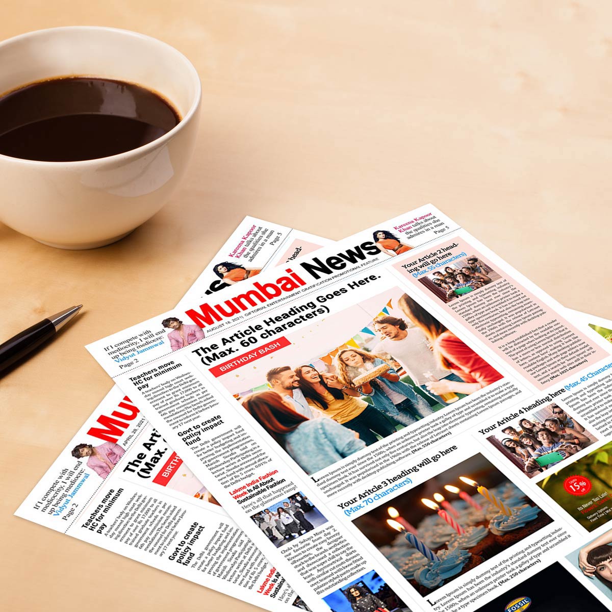 Personalised Newspaper Front Page Birthday Announcement