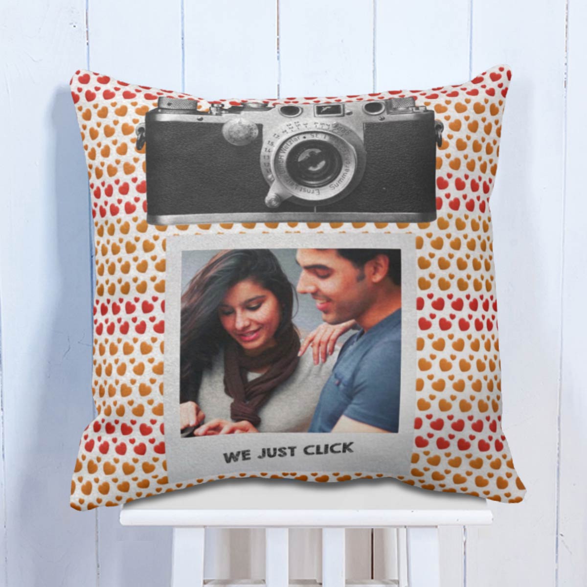 Personalized We Just Click Photo Cushion Gift For Couple 4
