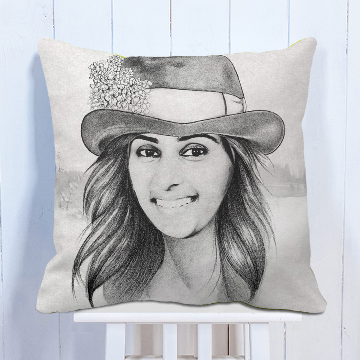 Caricature Sketch Photo Cushion