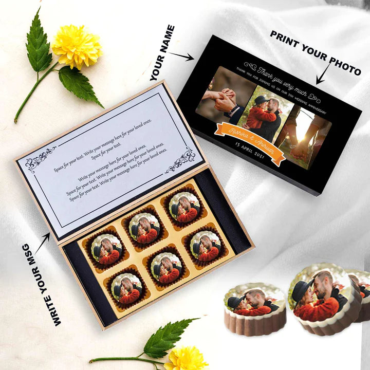 Personalised Orange Ribbon Anniversary Return Gift Chocolates