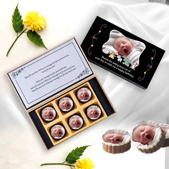 Personalised Black Elegant Box Photo Printed Chocolates Birthday Return Gift