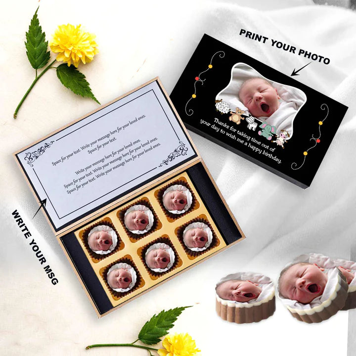 Personalised Black Elegant Box Photo Printed Chocolates Birthday Return Gift