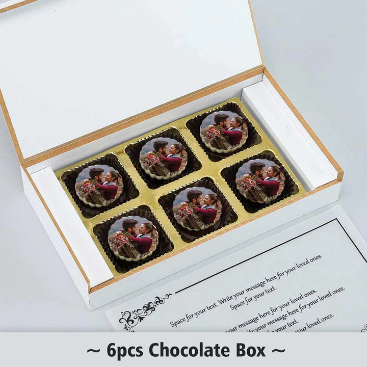 Personalised Cyan Ribbon Photo Printed Chocolates Return Gift