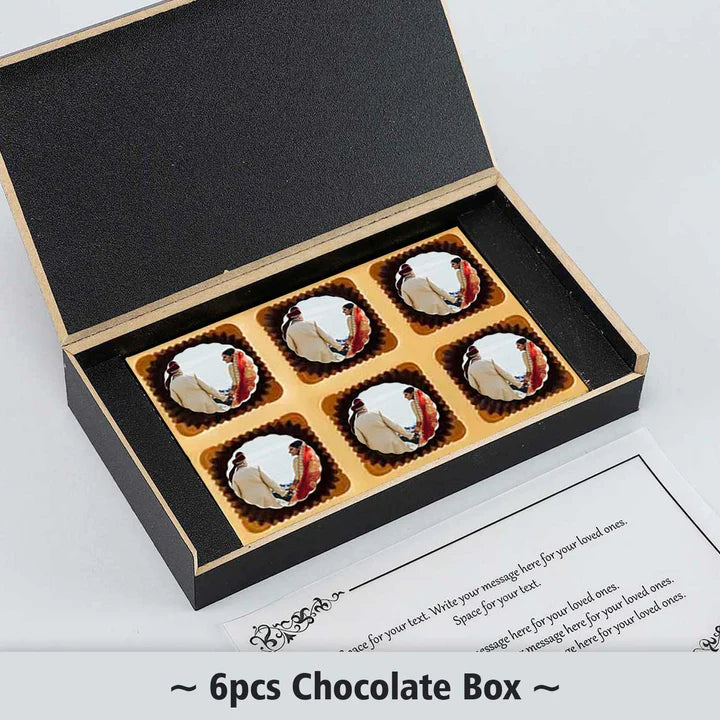 Personalised Ornate Maroon Wedding Return Gift Photo Printed Chocolates