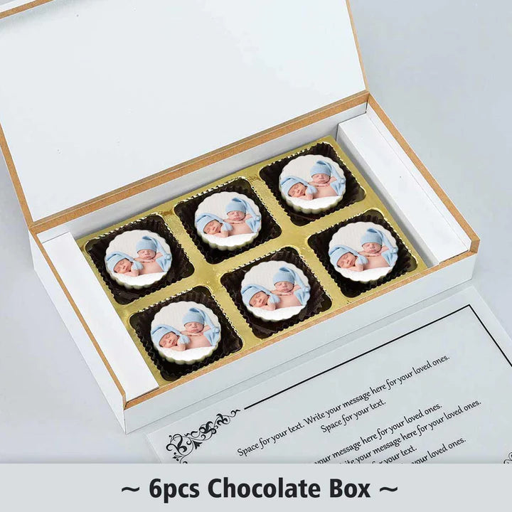 Personalised Tiny Heart Twins Announcement Photo Printed Chocolates
