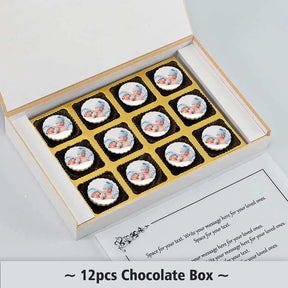 Personalised Tiny Heart Twins Announcement Printed Chocolates