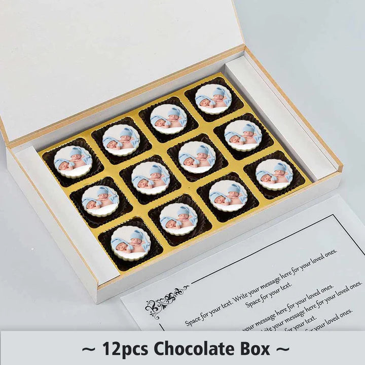 Personalised Tiny Heart Twins Announcement Photo Printed Chocolates