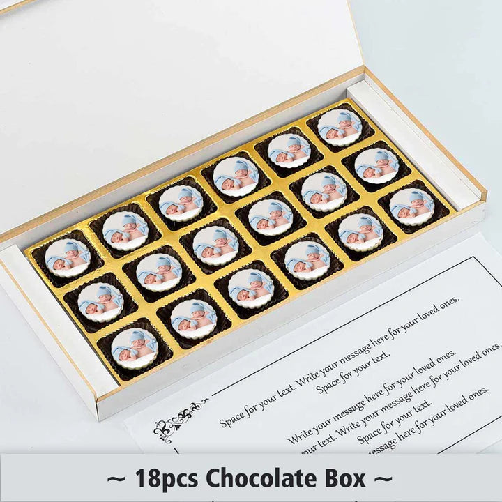 Personalised Tiny Heart Twins Announcement Photo Printed Chocolates