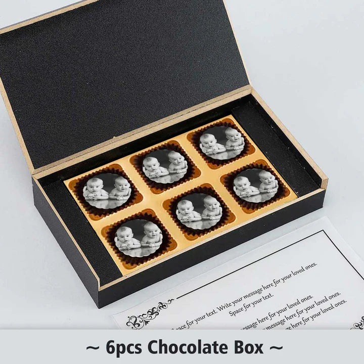 Personalised Hi Dates Photo Printed Chocolates For Twins Announcement