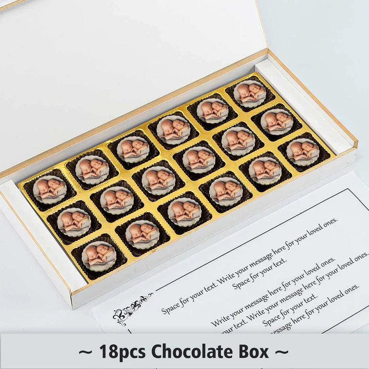 Personalised Two Peas In A Pod Twins Announcement Photo Printed Chocolate