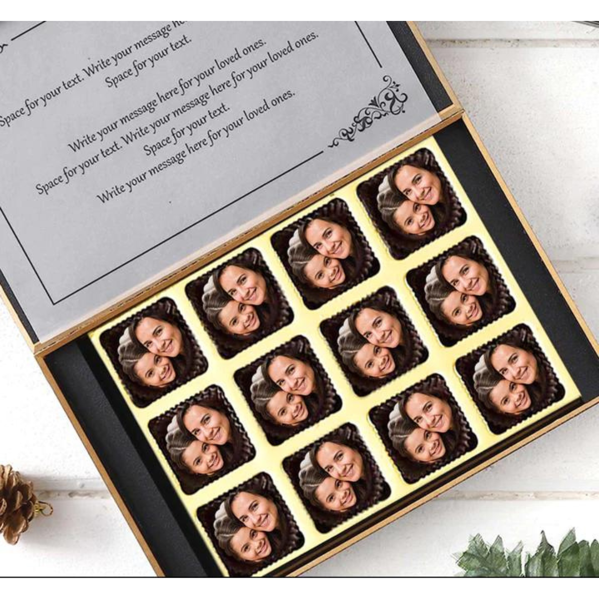 Personalised Creative Design Of Mom-Baby Printed Chocolates With Floral Touch