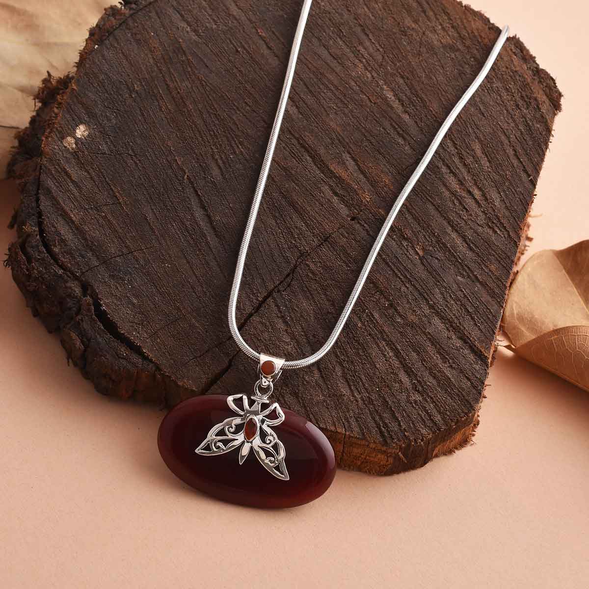 Carnelian Sterling Silver Pendant-1