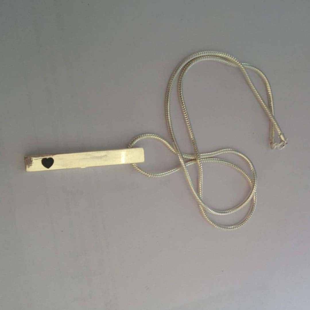Customized Vertical Bar Pendant in Silver-3