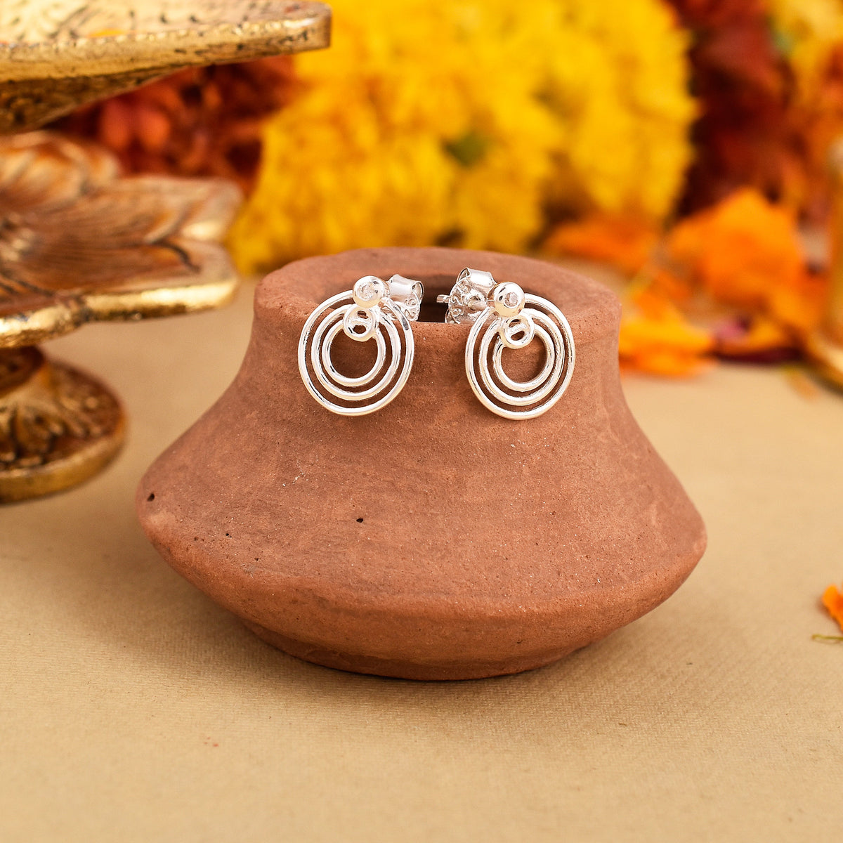 Diverse Zircon Circle 925 Silver Stud Earrings-1