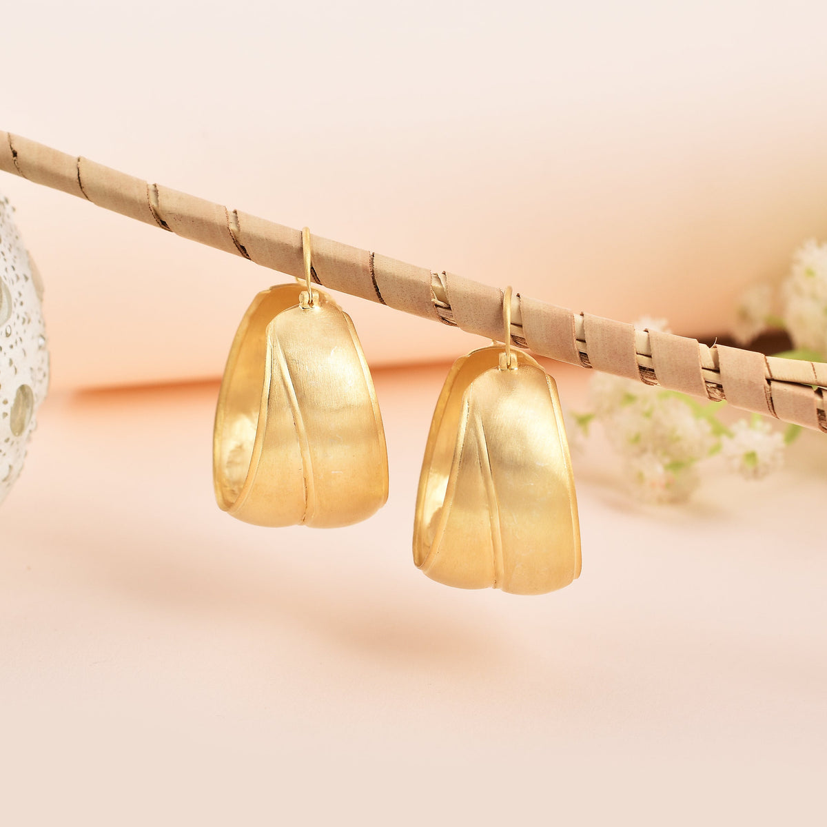 Broad Gold Plated 925 Silver Hoops Earrings-2