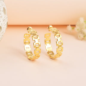 925 Sterling Silver Link Chain Gold Plated Hoop Earrings Gift for Her