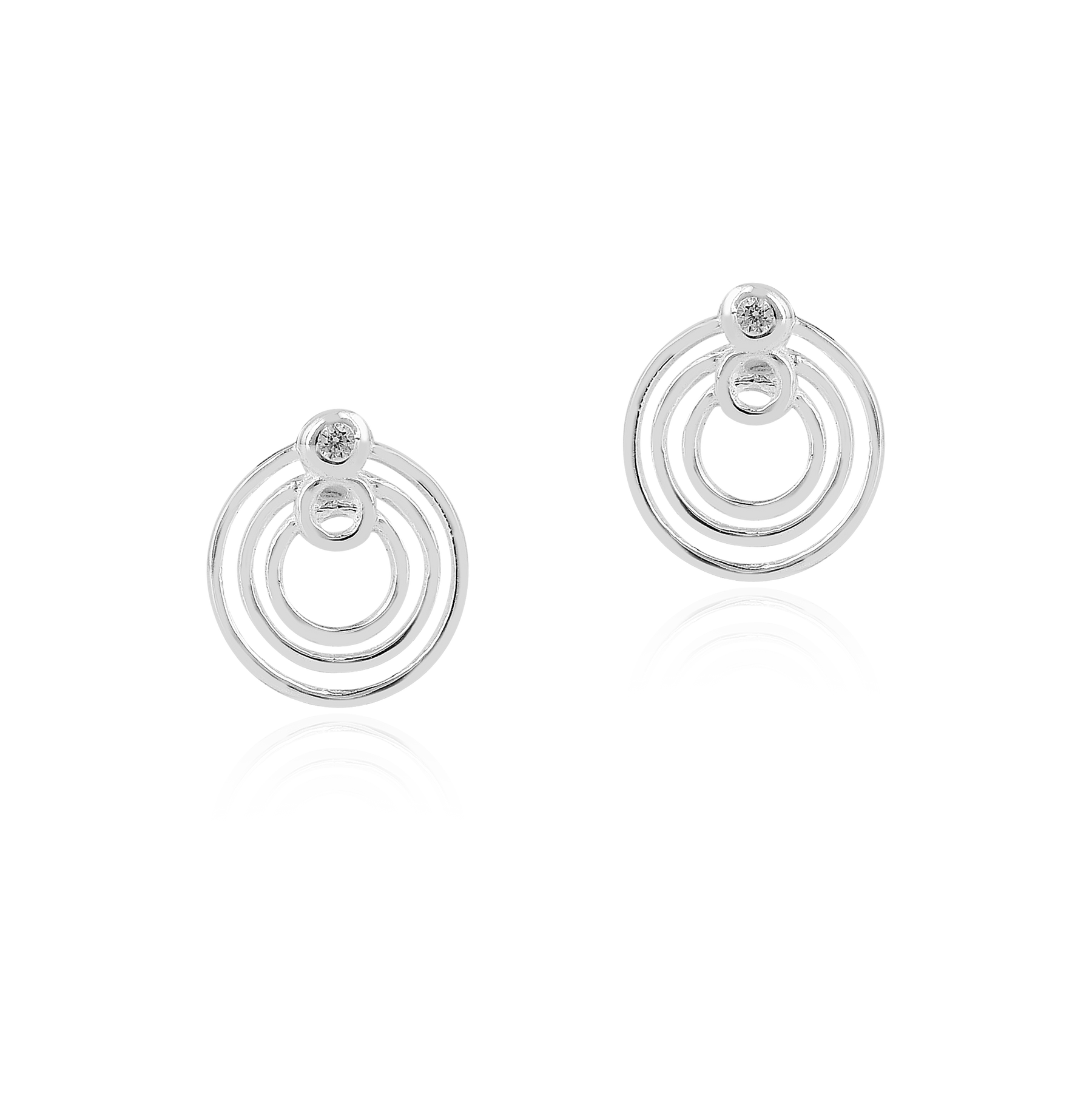 Diverse Zircon Circle 925 Silver Stud Earrings