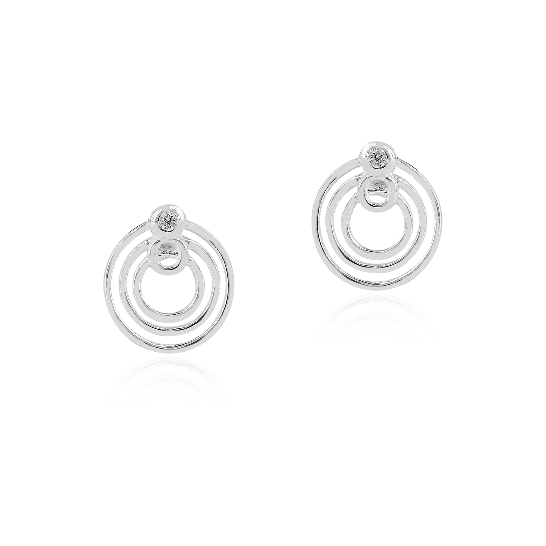 Diverse Zircon Circle 925 Silver Stud Earrings-3