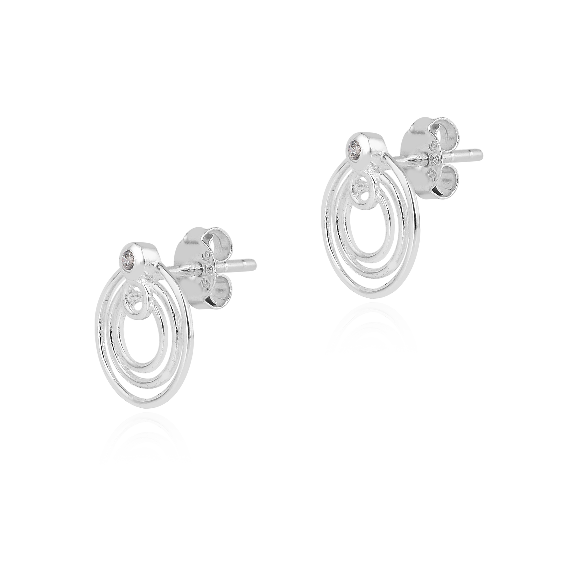 Diverse Zircon Circle 925 Silver Stud Earrings-5