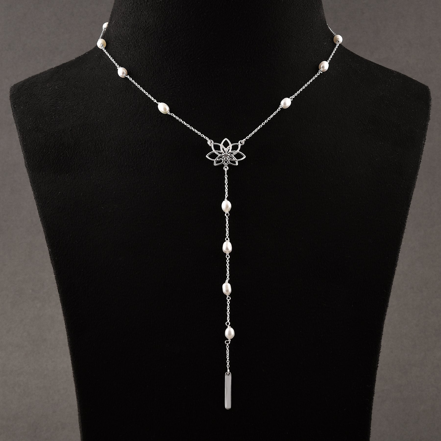 925 Sterling Silver Graceful Lotus Pearl Necklace Gift for Her