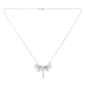 Cubic Zirconia Dragonfly Silver Pendant Chain