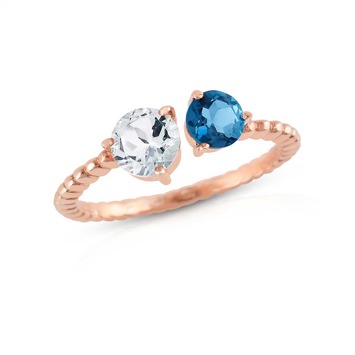 Double Stone Rose Gold Silver Ring