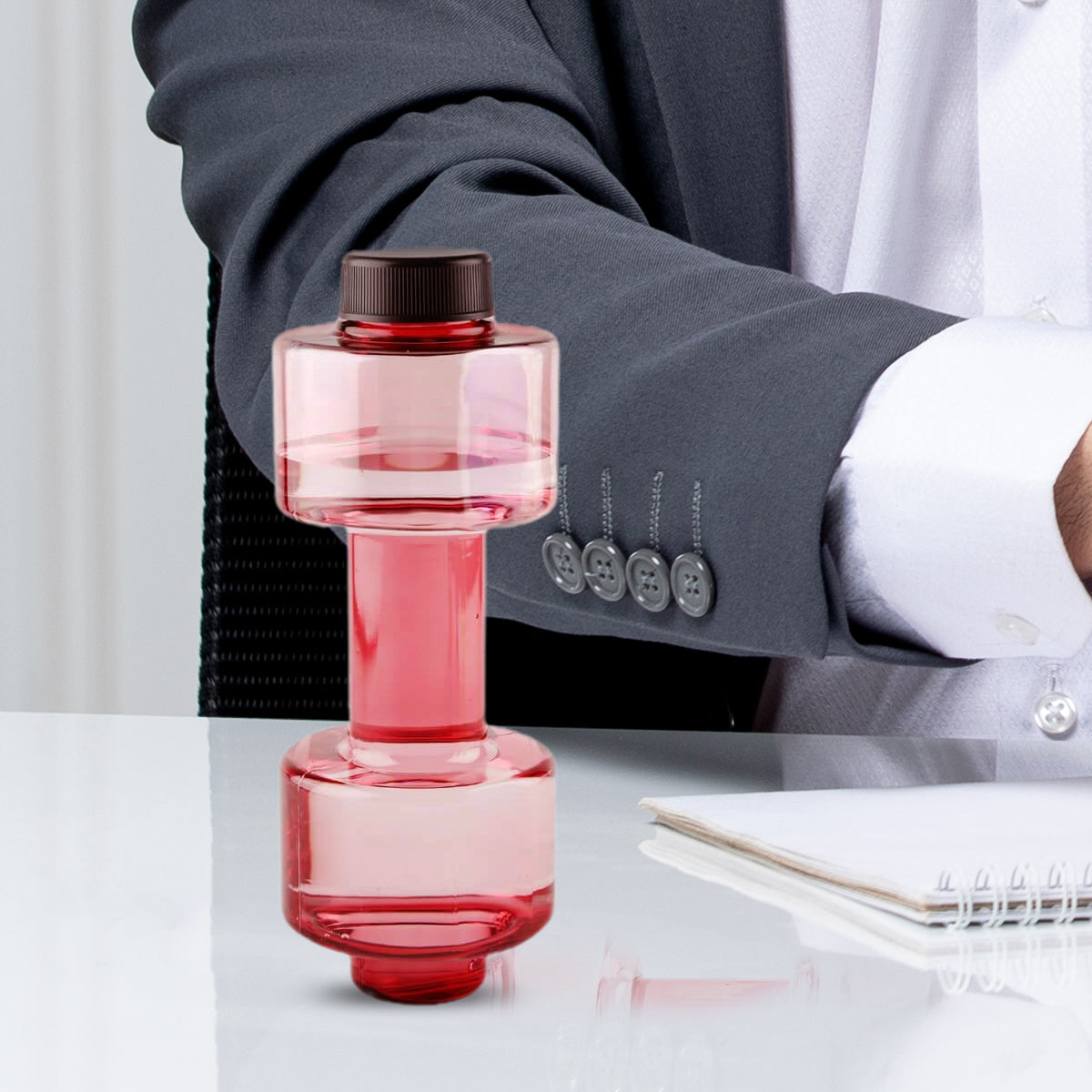 Red Dumbbell Water Bottle Gift For Gym Lover 550ml